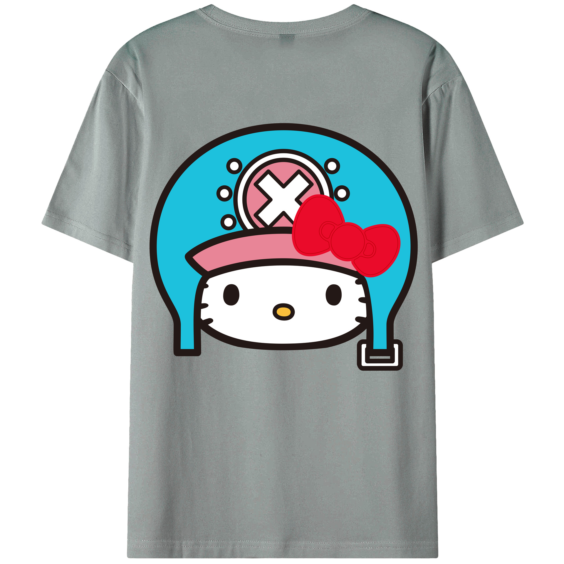（画像用） Hello Kitty ハローキティ 綿100％ メンズ半袖Tシャツ（バックプリント） 通気性